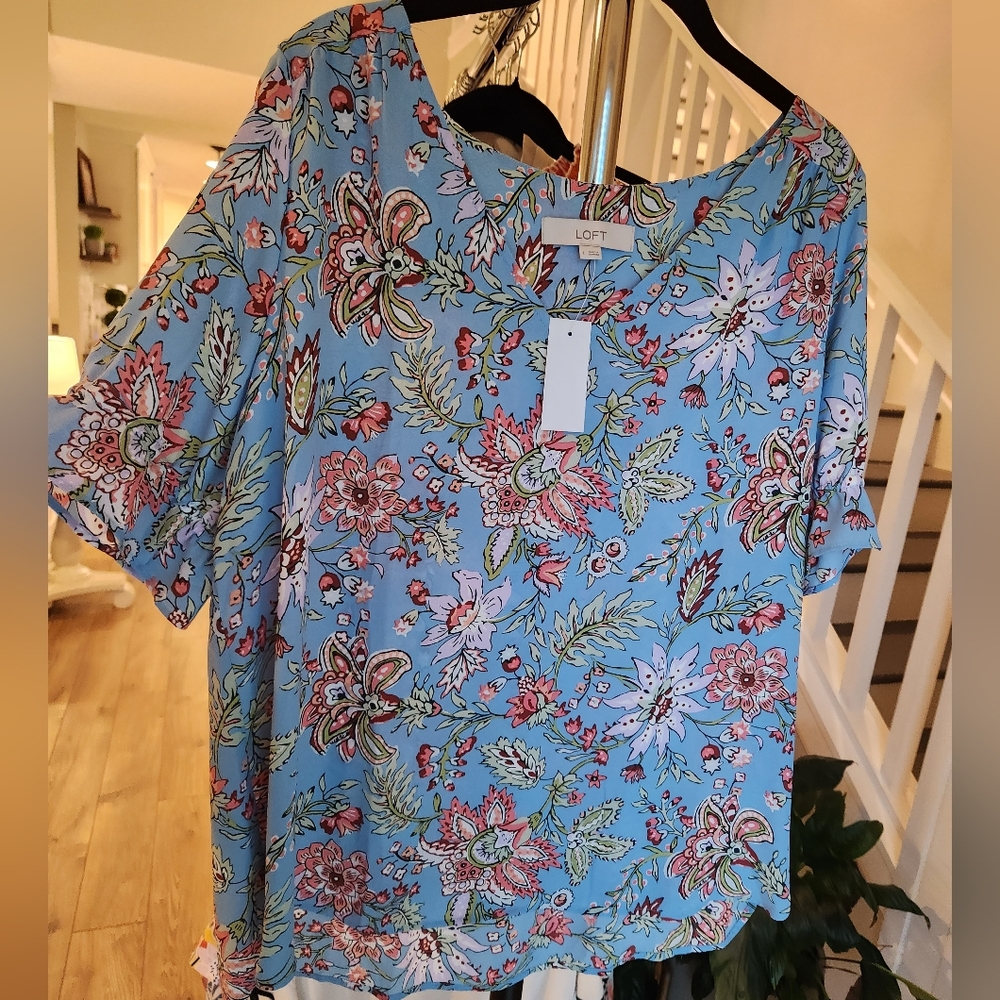 LOFT floral/paisley blouse, size L
